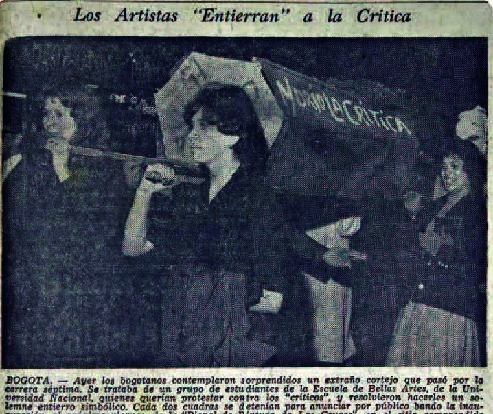 Imagen 1. Los artistas “entierran” la crítica. El Tiempo,noviembre 17 de 1959.