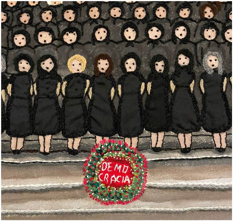 Bordado arpillera “Arpillera 11 de septiembre de 1984”.
