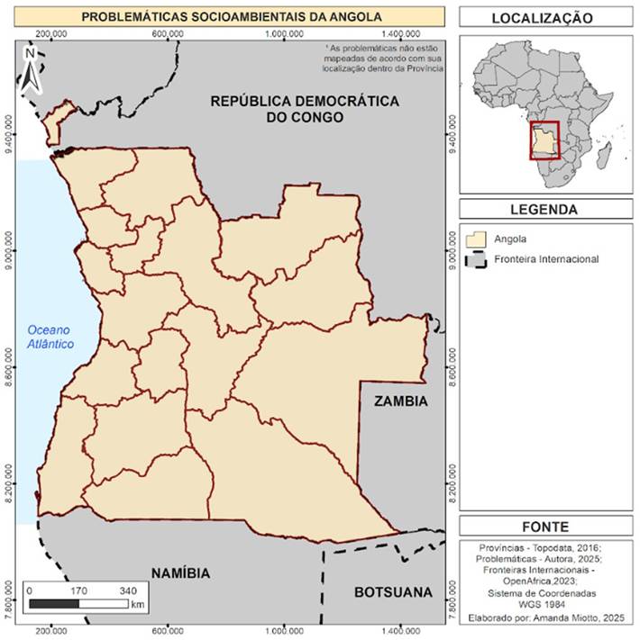 Localização da província do Namibe. Organização: Miotto, 2025.