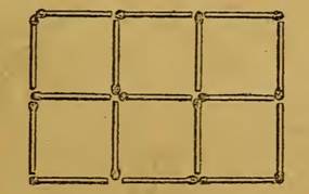 Seventeen matchsticks form six equal squares.