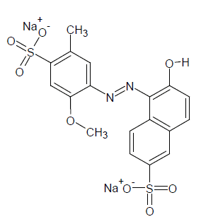 Estructura química del rojo 40