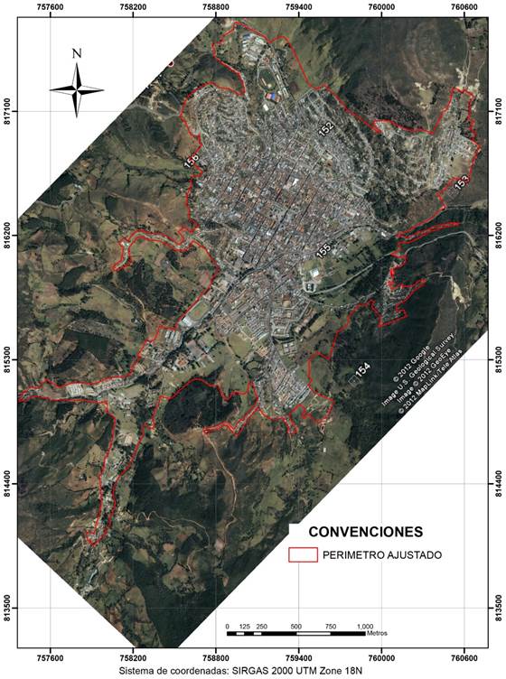 Urban perimeter of the municipal capital of Pamplona (Colombia)