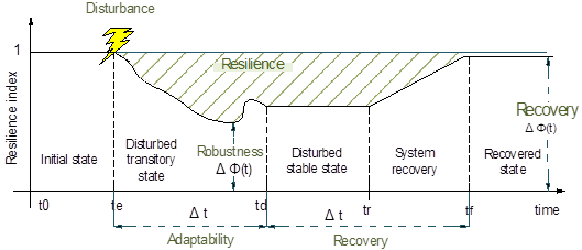 Evolution of a resilience index in the face of a disturbance