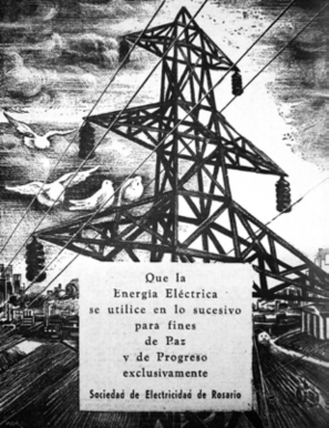 Figura 1. Ricardo Warecki, publicidad para la Sociedad de Electricidad de Rosario, diario Crónica, Rosario, mayo de 1945.