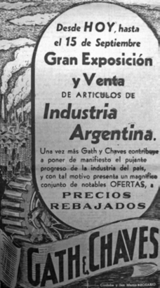 Figura 3. Ricardo Warecki, publicidad para la Tienda Gath & Chaves, diario Crónica, Rosario, septiembre de 1945.