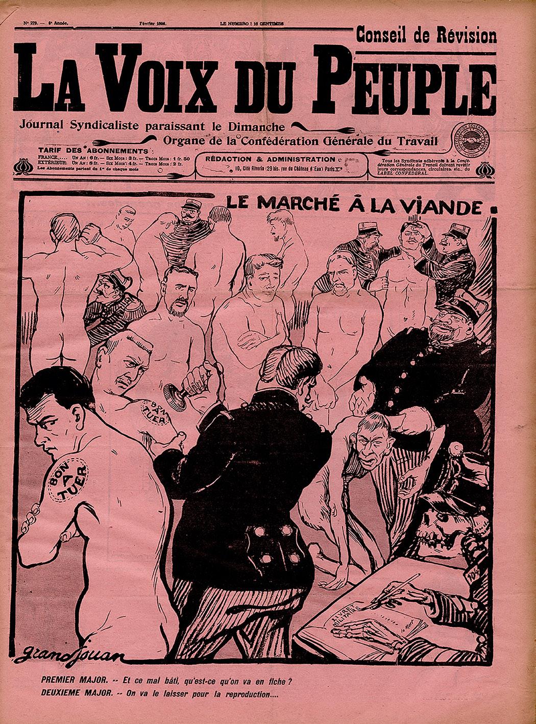 Imagen 4.  Jules-Félix Grandjouan. Le Marché à la  viande. En La Voix du Peuple,  París, febrero 1906. IISG BG D23/493.