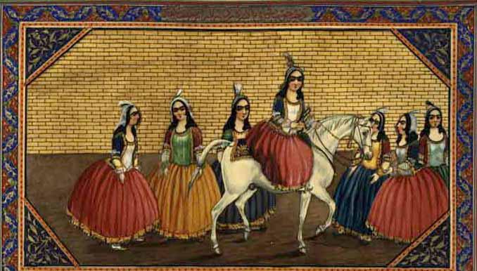 Figure 3. Qamar ol-Zaman and Gohari story  (1853), One Thousand and One Nights, Golestan Palace Museum. Source: One  Thousand and One Nights, illustrated by Sani ol-Molk