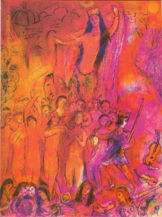 Figure 4. Nine hundred sixty-sixth night, One  Thousand and One Nights (1948), Chagall. Source: Arabian Nights by  Chagall