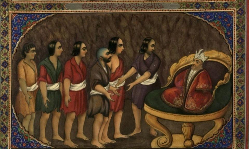Figure 7. Abdalluh Bahri and Abdalluh Bari  (1853), Golestan Palace Museum. Source: One Thousand and One Nights,  illustrated by Sani ol-Molk