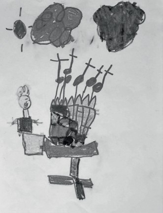Figura. 8. Dibujo de un niño de 4 años. Rotuladores de colores sobre papel.