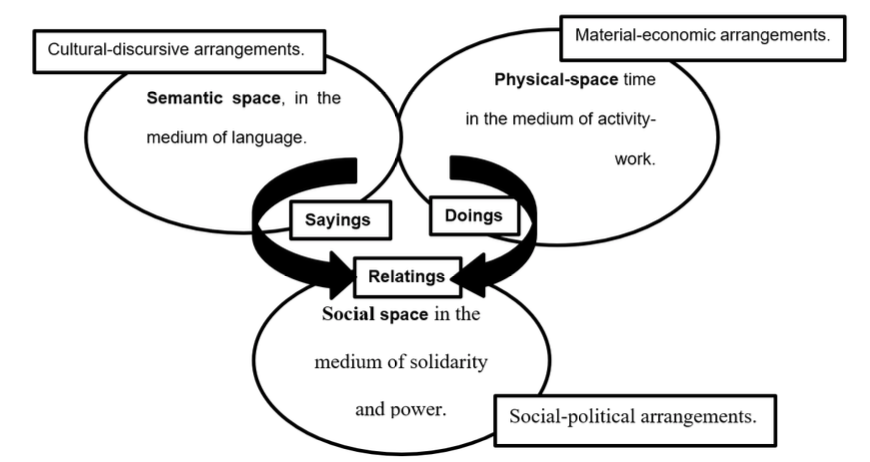 Figure 1. The media and spaces in which sayings, doings, and relatings exist