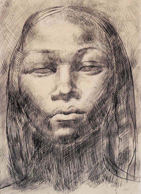 Amy Nimr Nubian Woman, Pencil and ink on paper, 25 x 35 cm. Courtesy of Museum of Modern Egyptian Art in Cairo.