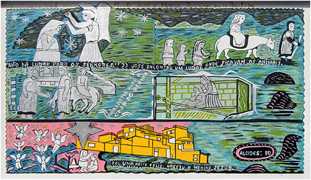Imagen 5. Nascimento de Jesus. (Alcides Pereira dos Santos, 1980). Óleo sobre tela, 50 x 88 cm. Coleção Humberto Espíndola, Campo Grande-MS.