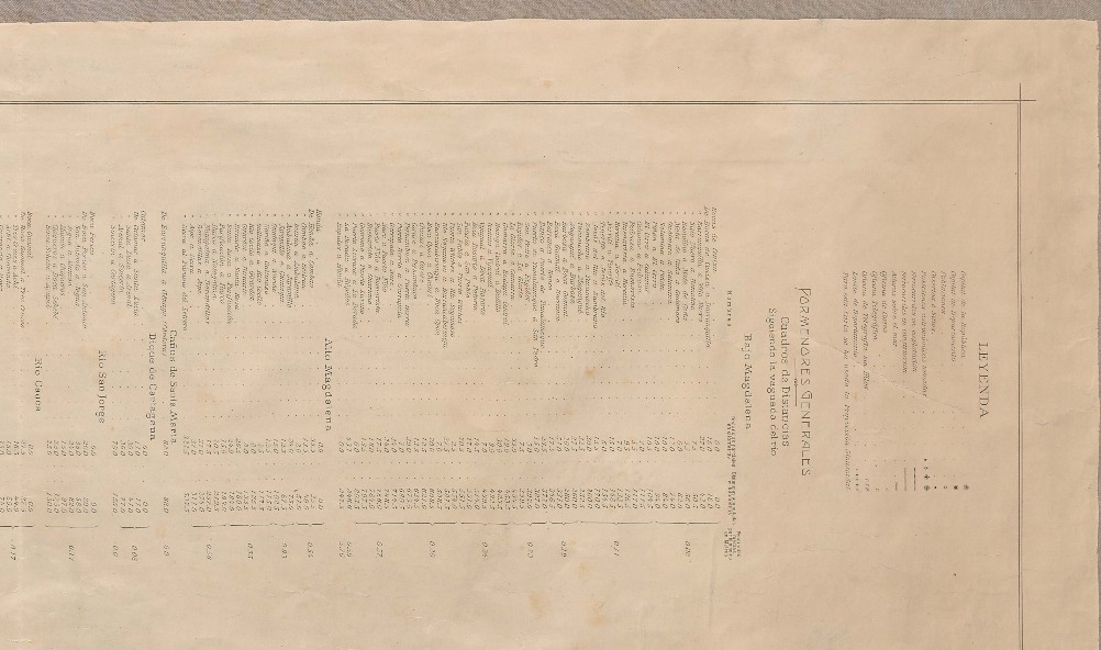 magen 1. Carte du fleuve Magdalena réalisé sur le réseau astronomique par le Bureau des Longitudes, 1920. Bibliothèque 