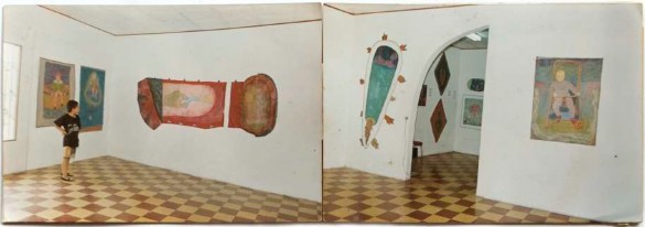 Imagen 10. Vistas de Wilson Díaz se vende. (Wilson Díaz, 1993). Realización de trabajos del artista en la Galería Valencia de Pitalito. Fotografía color 35mm. Archivo Wilson Díaz.