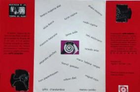 Imagen 7. Invitación plegable para la exposición Arte Sonoro. Instituto Distrital de Cultura y Turismo, 1995. Impresión litográfica sobre cartulina, 21x28cm. Archivo Wilson Díaz.