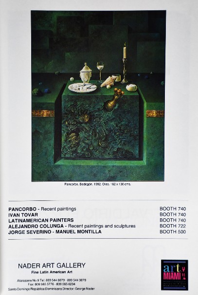Nader gallery. Exposición de Pancorvo en la feria de arte de Miami. 1992. Fuente: Arte en Colombia.