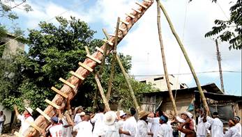 Imagen 7. Siembra. Ceremonia de sembrado de Sakatkiwi. El Volador, Papantla, Veracruz. Fotografías: José F. Corte (2022).