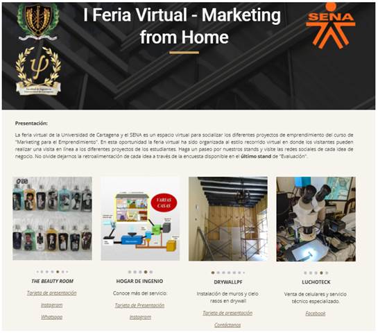 Portal web de la feria virtual de emprendimiento