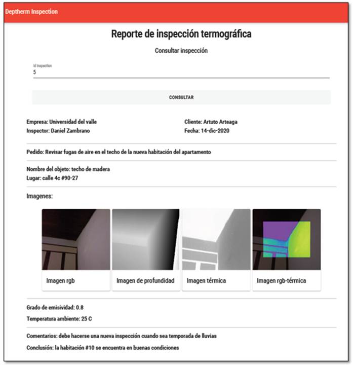 Thermographic inspection report generated by DepTherm