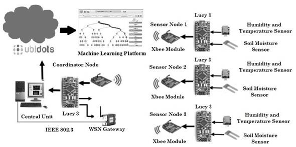 Architecture of the wireless sensor network and the cloud platforms